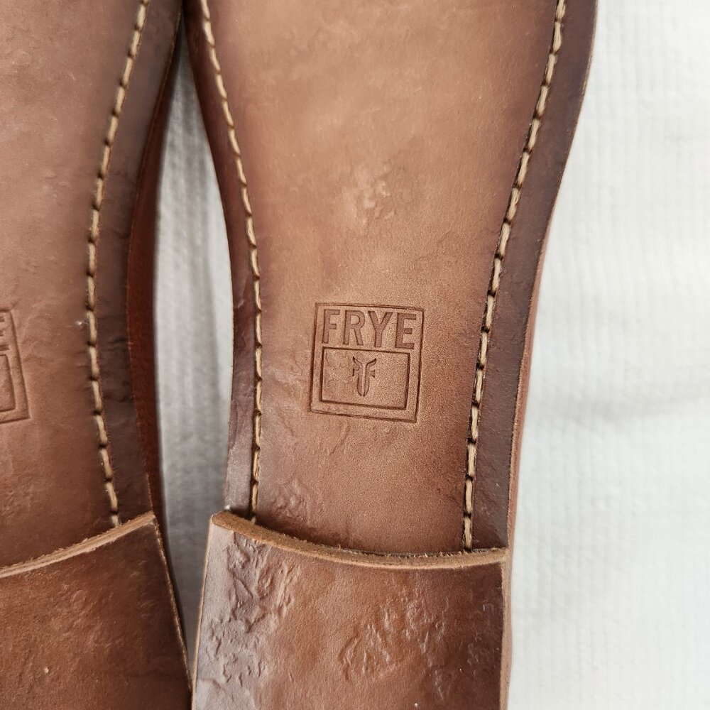 Frye Womens 9M Carson Ballet Flats Shoes Leather Cognac Slip On Round Toe Rustic - Picture 11 of 14